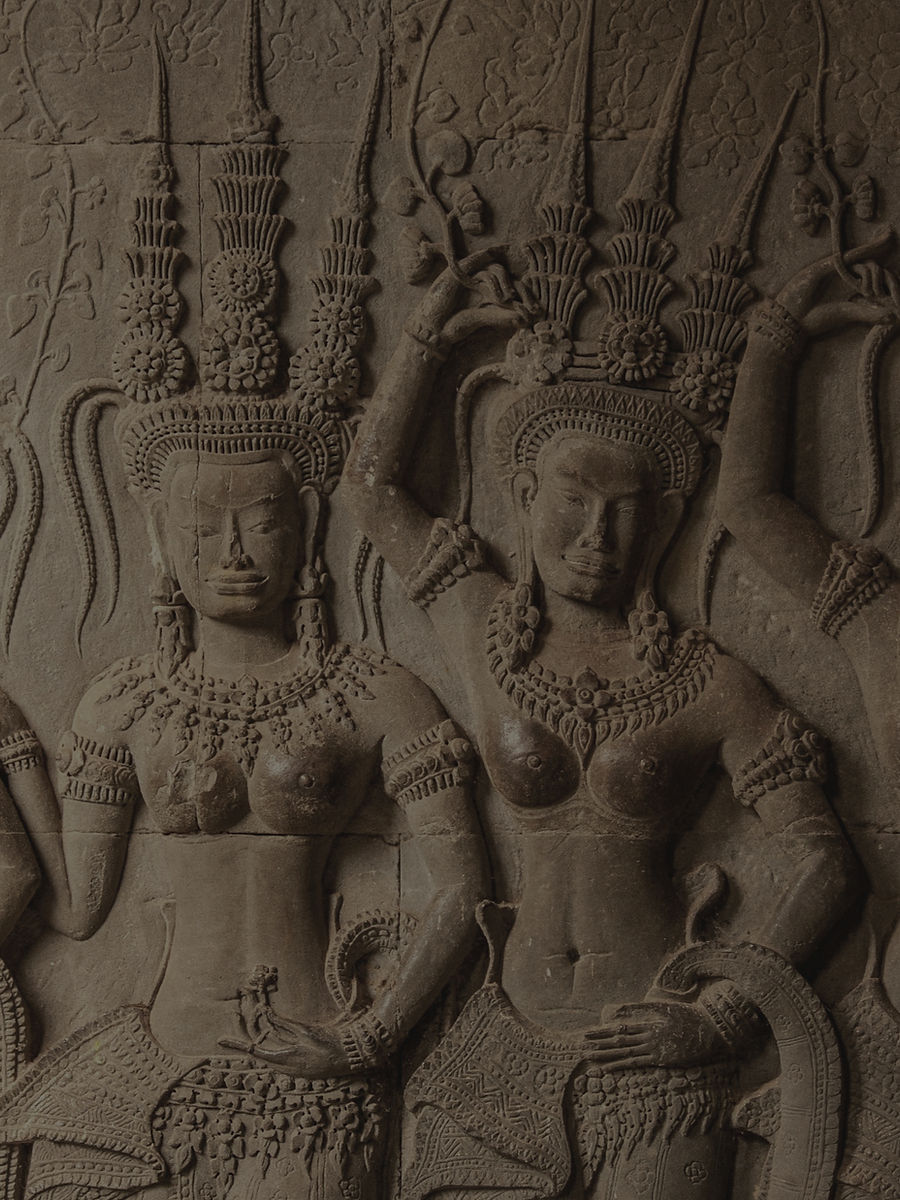 Khmer temple relief carving